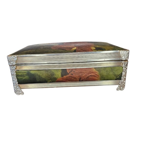 MCM VTG Schmid Bros Musical Jewelry Box Silk Cloth Japan The Red Boy By Lawrence - Picture 3 of 13